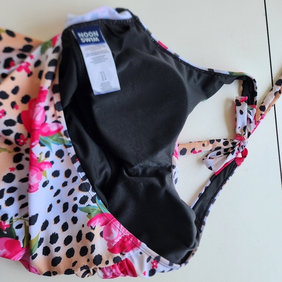 NWOT NOON SWIM Women's Ruched Halter 1 Piece Swimming Suit Leopard Floral Sz 18 - Picture 13 of 15